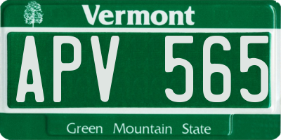 VT license plate APV565