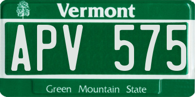 VT license plate APV575