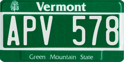 VT license plate APV578