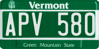 VT license plate APV580