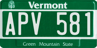 VT license plate APV581