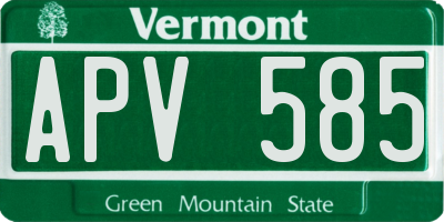 VT license plate APV585