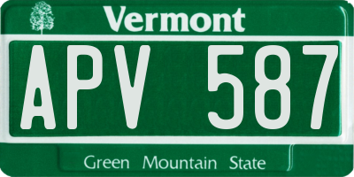 VT license plate APV587