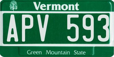 VT license plate APV593