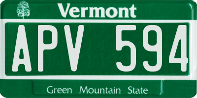 VT license plate APV594
