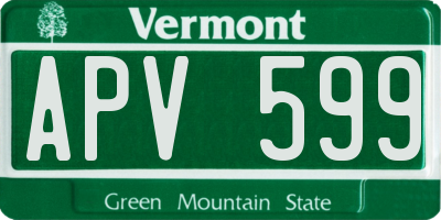 VT license plate APV599