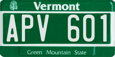 VT license plate APV601