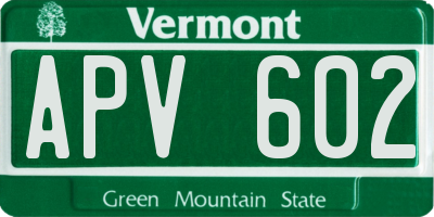 VT license plate APV602