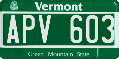 VT license plate APV603