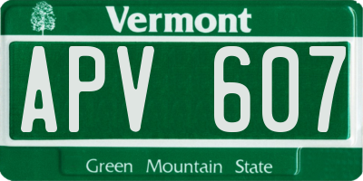 VT license plate APV607