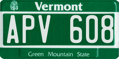 VT license plate APV608