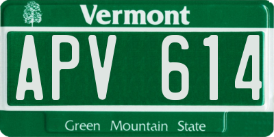 VT license plate APV614