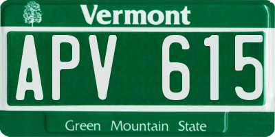 VT license plate APV615