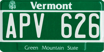 VT license plate APV626