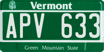 VT license plate APV633