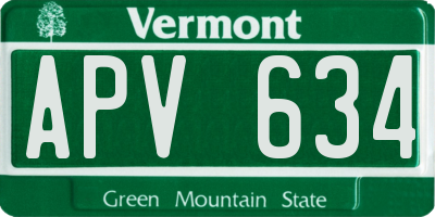 VT license plate APV634