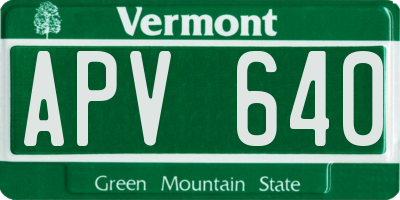 VT license plate APV640