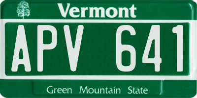 VT license plate APV641
