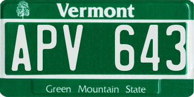 VT license plate APV643