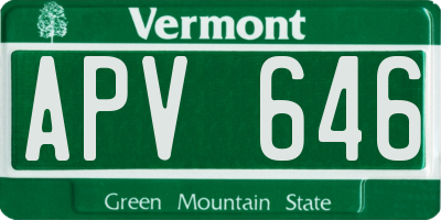 VT license plate APV646