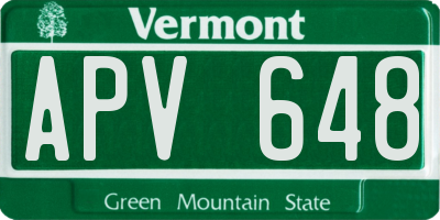 VT license plate APV648
