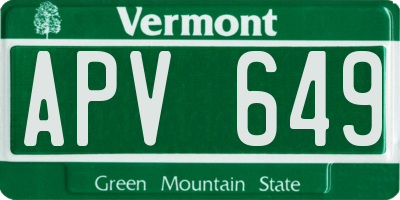 VT license plate APV649