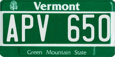 VT license plate APV650
