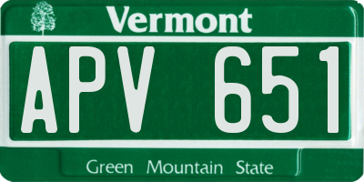 VT license plate APV651