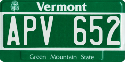 VT license plate APV652