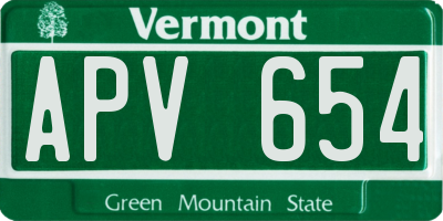VT license plate APV654