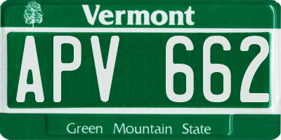 VT license plate APV662