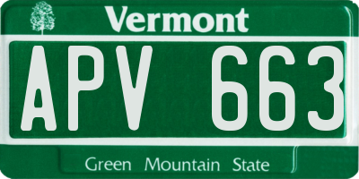 VT license plate APV663