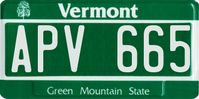 VT license plate APV665