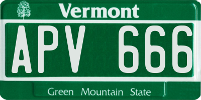 VT license plate APV666