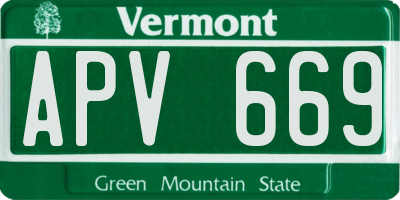 VT license plate APV669