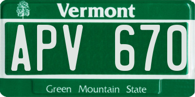 VT license plate APV670
