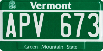 VT license plate APV673