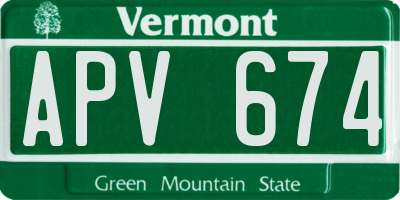 VT license plate APV674