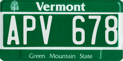 VT license plate APV678