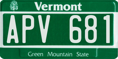 VT license plate APV681