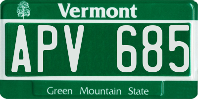 VT license plate APV685