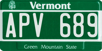 VT license plate APV689