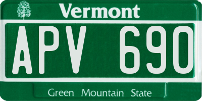 VT license plate APV690