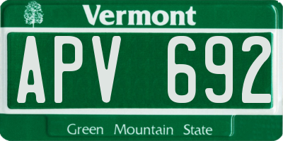 VT license plate APV692