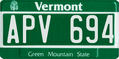 VT license plate APV694