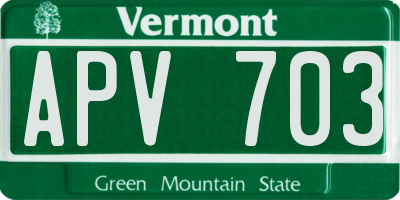 VT license plate APV703
