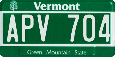 VT license plate APV704