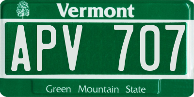 VT license plate APV707