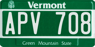 VT license plate APV708