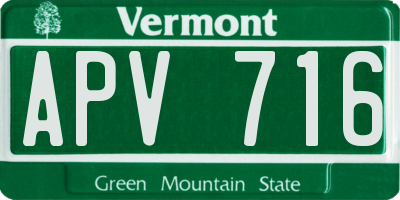 VT license plate APV716